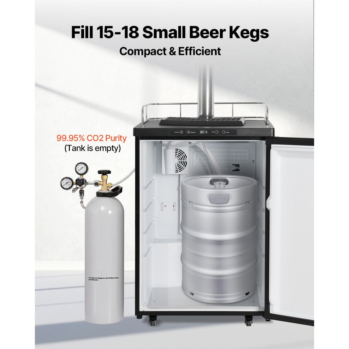 CO2 Tank, 15 lbs New Aluminum Alloy Cylinder, CO2 Air Tank with Light Spray Coating, CGA320 Valve, Handle & Adjustable Pressure, DOT Approved Cylinder for Draft Beer Dispensing and Soda Maker
