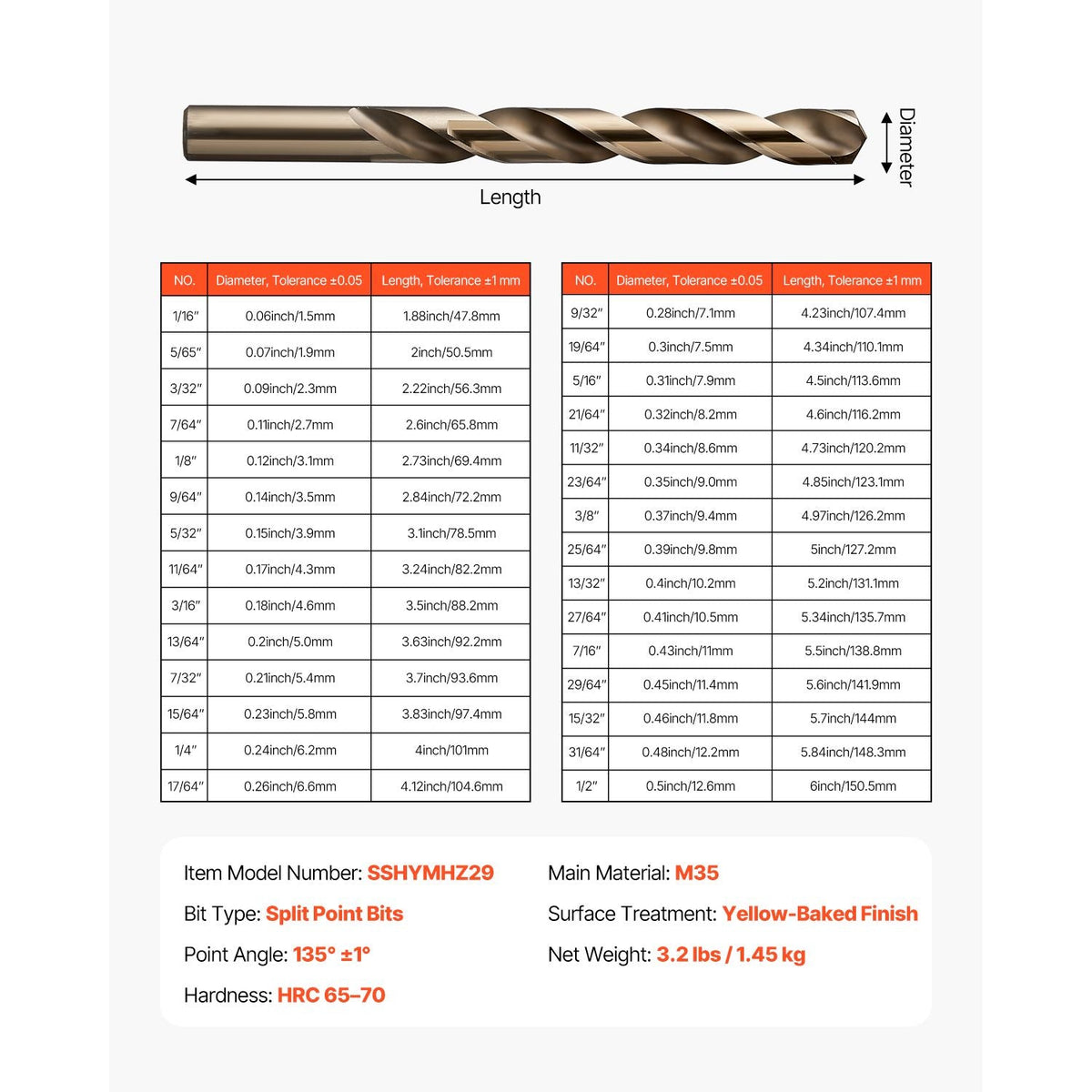 Cobalt Drill Bit Set, 29 Pcs, M35 High Speed Steel Cobalt Drill Bits with Storage Case, for Drilling Metal, Stainless Steel, Aluminum Alloy, Wood, Plastic, for Professional Work and Home DIY