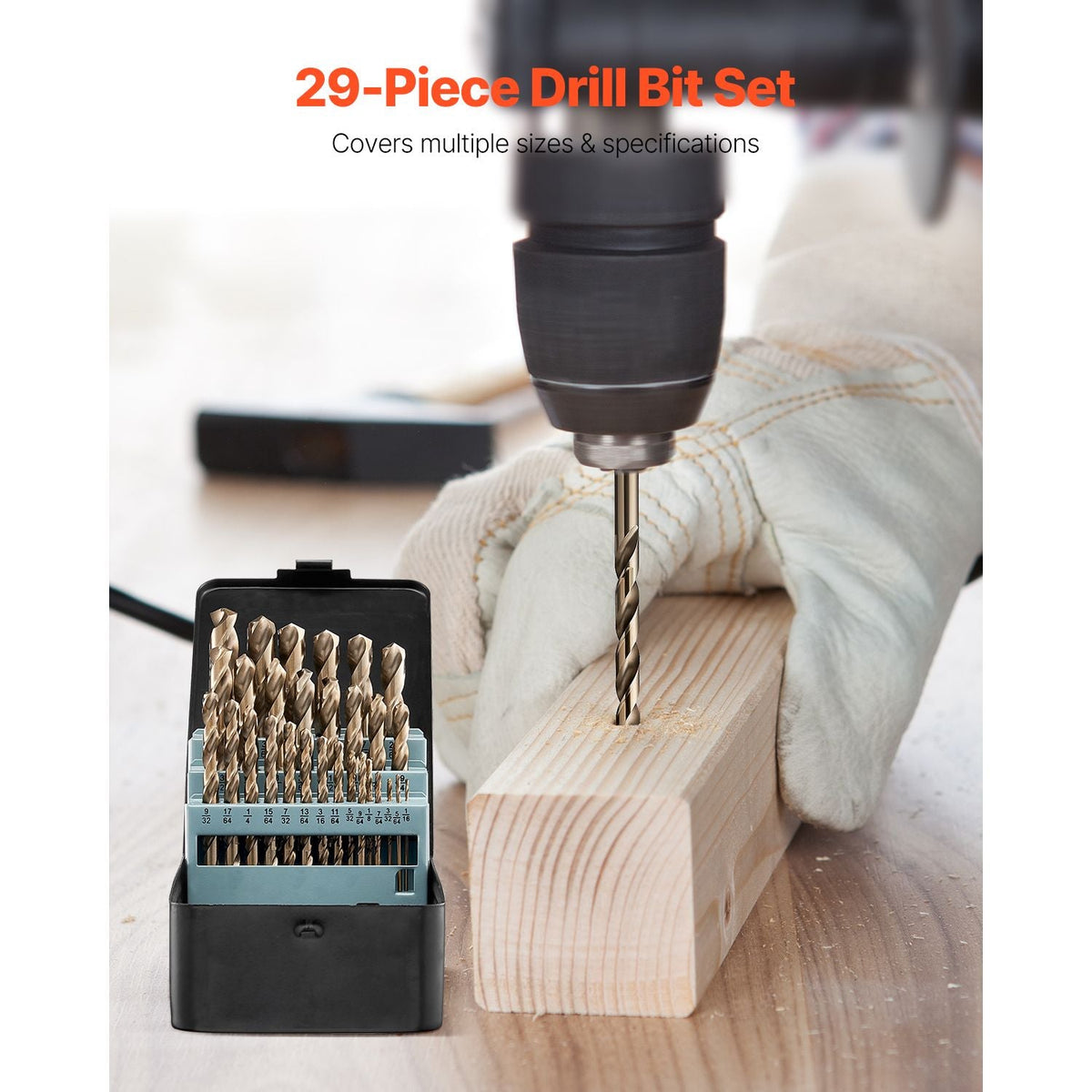 Cobalt Drill Bit Set, 29 Pcs, M35 High Speed Steel Cobalt Drill Bits with Storage Case, for Drilling Metal, Stainless Steel, Aluminum Alloy, Wood, Plastic, for Professional Work and Home DIY