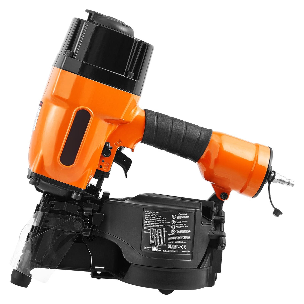 Coil Framing Nailer MCN90, 1-3/4" to 3-1/2" 15 Degree Pneumatic Framing Nail Gun with Tool-Less Depth Adjustment, 90-120PSI Air Coil Nailer for Framing, Wall Flooring and Wall Assembly