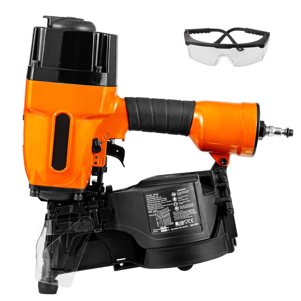 Coil Framing Nailer MCN90, 1-3/4" to 3-1/2" 15 Degree Pneumatic Framing Nail Gun with Tool-Less Depth Adjustment, 90-120PSI Air Coil Nailer for Framing, Wall Flooring and Wall Assembly
