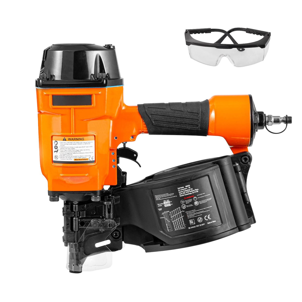 Coil Siding Nailer MCN70, 1-3/4" to 2-3/4" 15 Degree Pneumatic Siding Nail Gun, 70-120PSI Air Coil Nailer for Pallet, Crating, Framing, Siding and Fencing