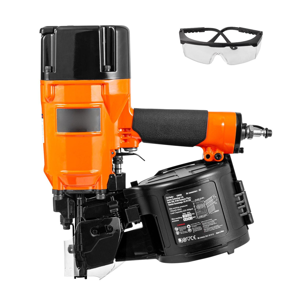 Coil Siding/Framing Nailer CN83N, 2" to 3-1/4" 15 Degree Pneumatic Siding Nail Gun with Tool-Less Depth Adjustment, 70-120PSI Air Coil Nailer for Siding Sheathing Wooding Fencing Decking