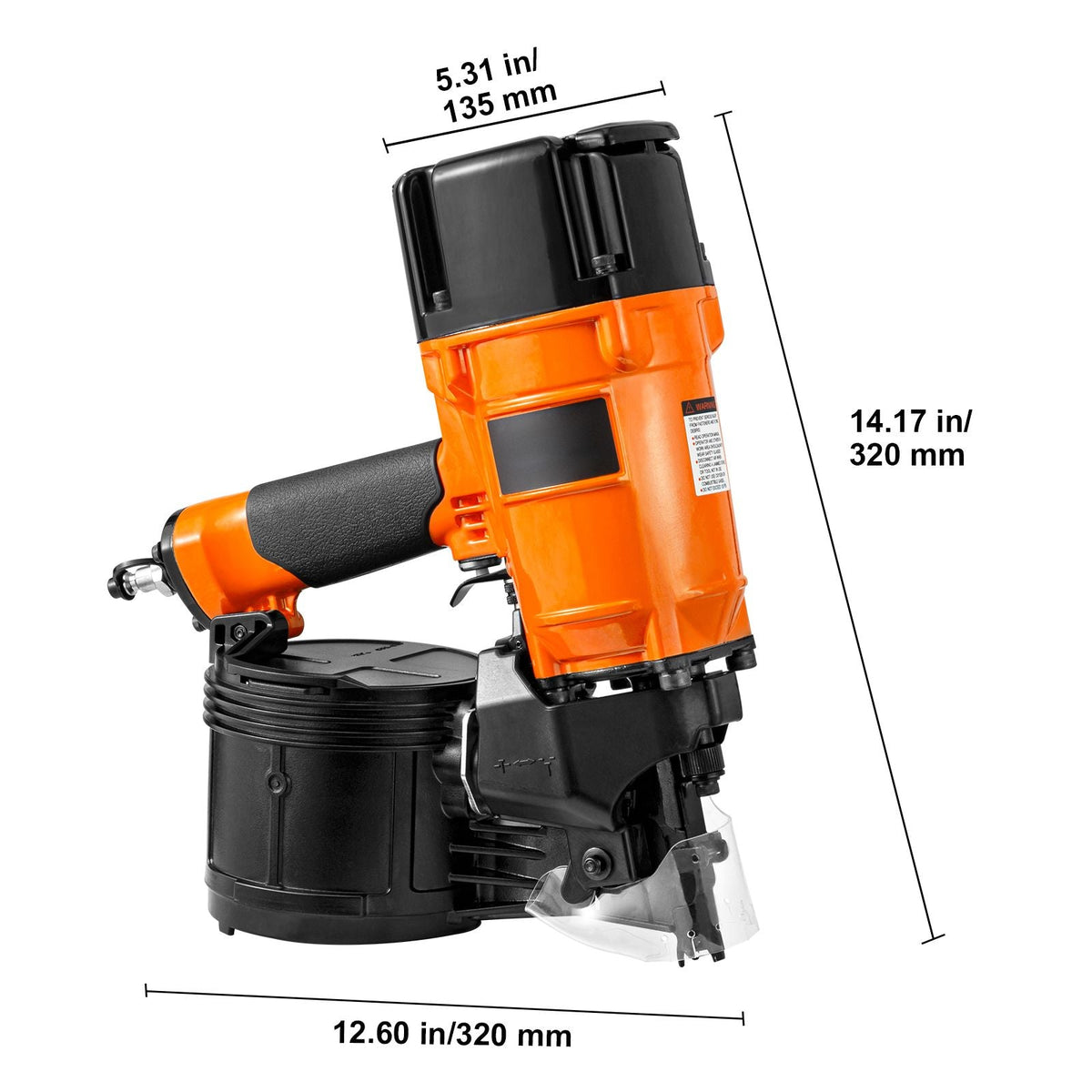 Coil Siding/Framing Nailer CN83N, 2" to 3-1/4" 15 Degree Pneumatic Siding Nail Gun with Tool-Less Depth Adjustment, 70-120PSI Air Coil Nailer for Siding Sheathing Wooding Fencing Decking