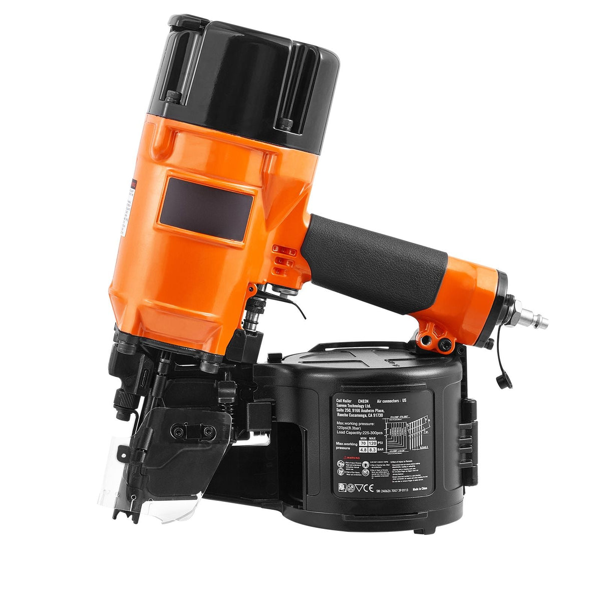 Coil Siding/Framing Nailer CN83N, 2" to 3-1/4" 15 Degree Pneumatic Siding Nail Gun with Tool-Less Depth Adjustment, 70-120PSI Air Coil Nailer for Siding Sheathing Wooding Fencing Decking