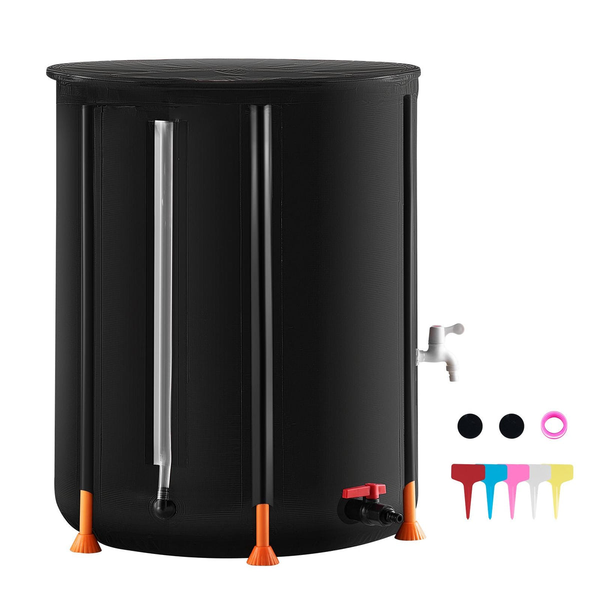 Collapsible Rain Barrel, 66 Gallon/250 L Portable Rain Water Collection Barrel, PVC Rainwater Collection System with Spigots and Overflow Kit, Water Barrel for Garden Water Catcher
