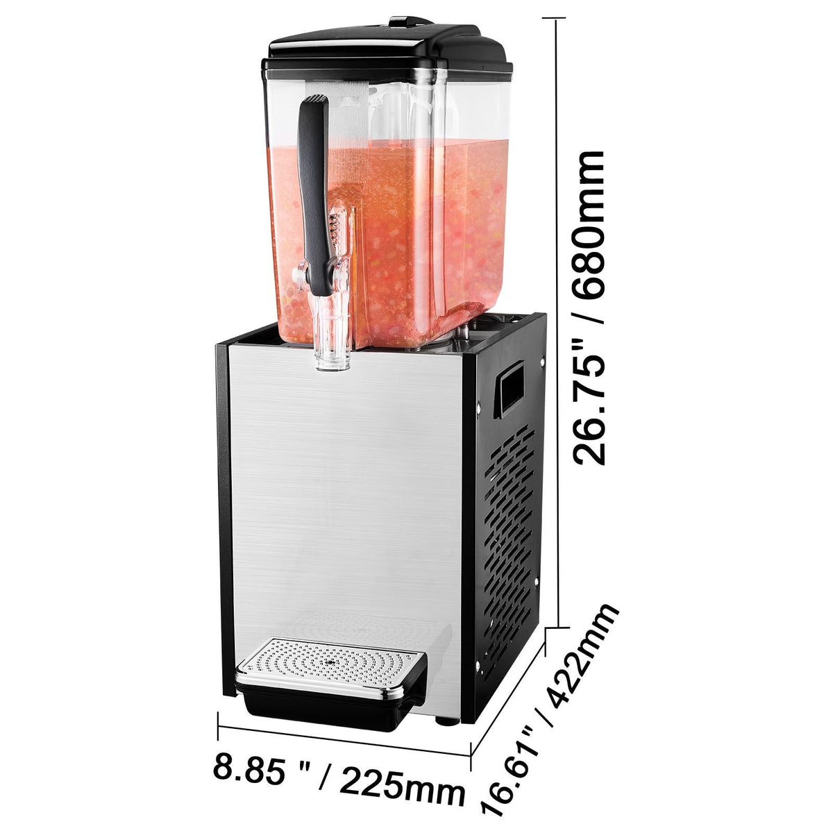 Commercial Beverage Dispenser, 12 L / 12.7 QT Juice Dispenser, 170W 304 Stainless Steel Food Grade Ice Tea Drink Machine with 45 Fahrenheit -54 Fahrenheit Cooling Temperature