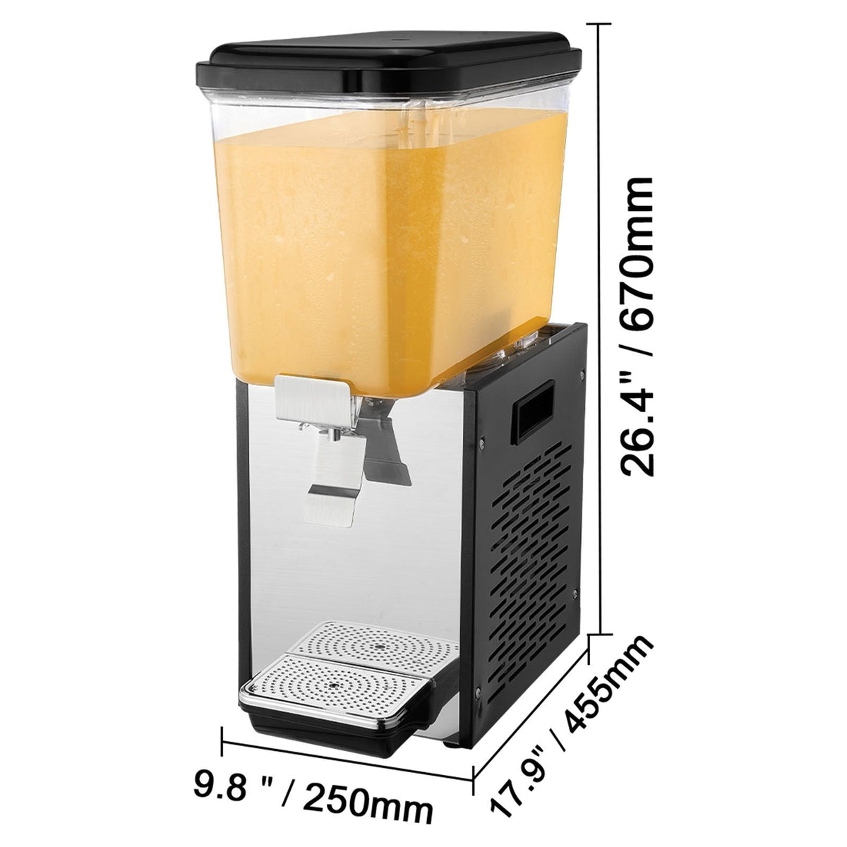 Commercial Beverage Dispenser, 18 L / 19 QT Juice Dispenser, 300W 304 Stainless Steel Food Grade Ice Tea Drink Machine with 45 Fahrenheit -54 Fahrenheit Cooling Temperature