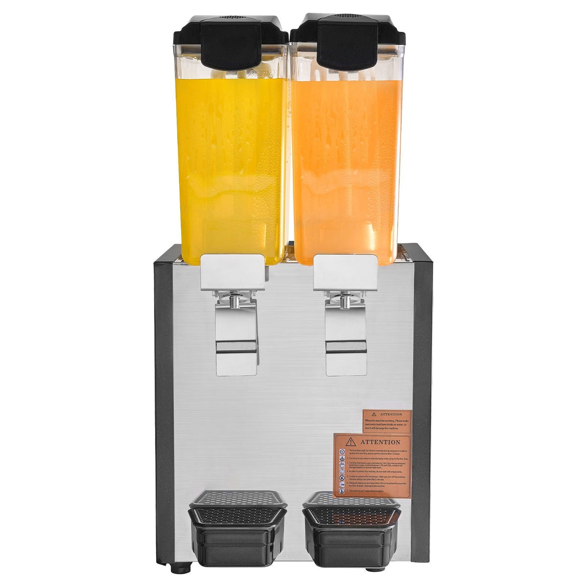Commercial Beverage Dispenser, 2 Tanks 10 L / 10.6 QT Per Tank Juice Dispenser, 270W Stainless Steel Ice Tea Drink Machine with 45 Fahrenheit -54 Fahrenheit Cooling Temperature