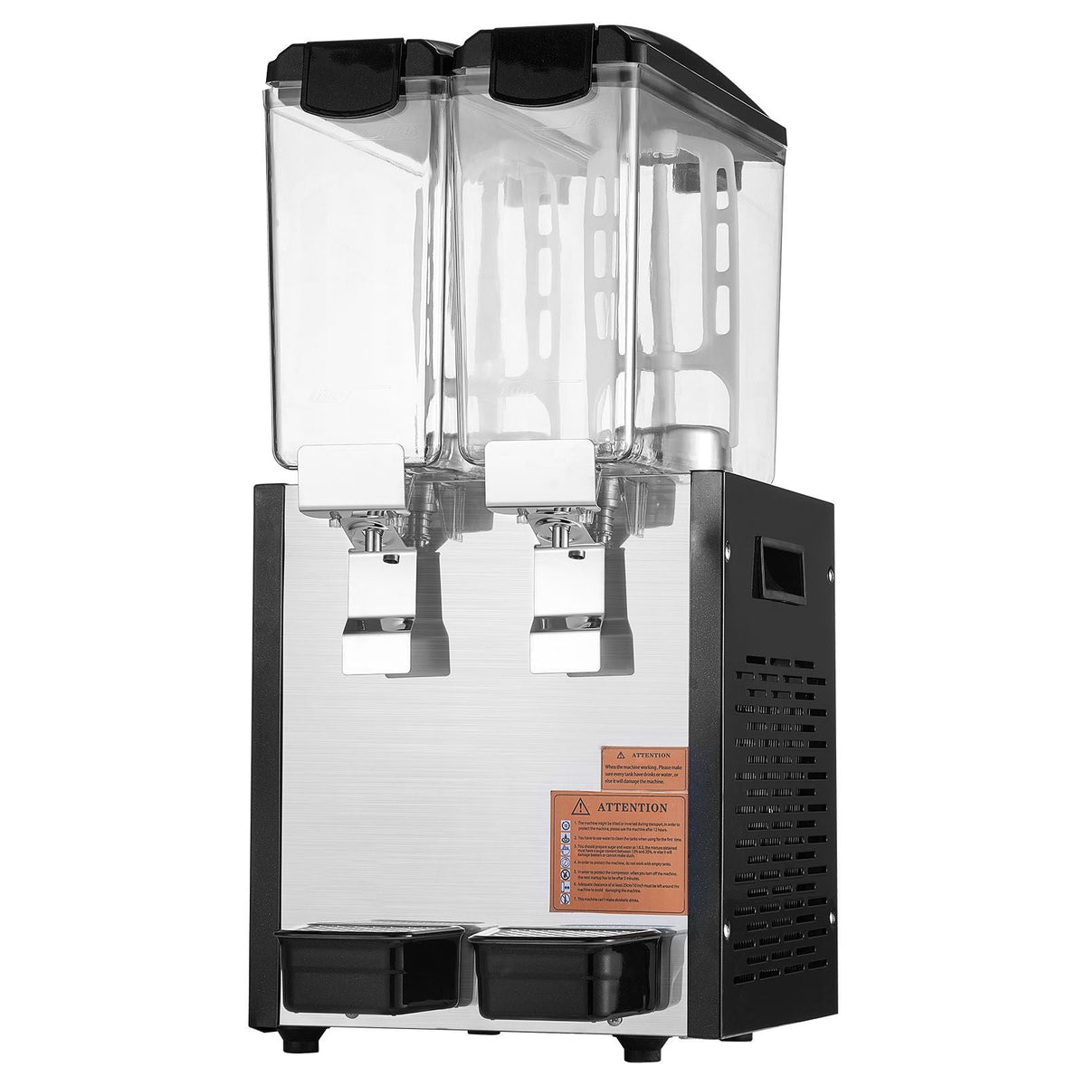 Commercial Beverage Dispenser, 2 Tanks 10 L / 10.6 QT Per Tank Juice Dispenser, 270W Stainless Steel Ice Tea Drink Machine with 45 Fahrenheit -54 Fahrenheit Cooling Temperature