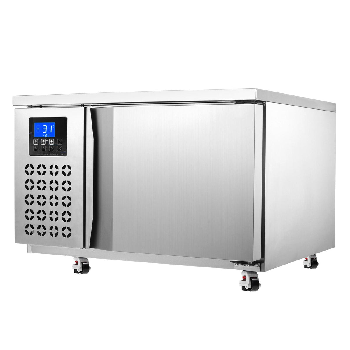 Commercial Blast Freezer, 80 L / 2.8 Cu.ft Blast Chiller with 3 Trays, Blast Chiller Freezer Chest with 4 Freezing Modes, Stainless Steel Food Blast Freezer with Casters for Restaurant, Seafood