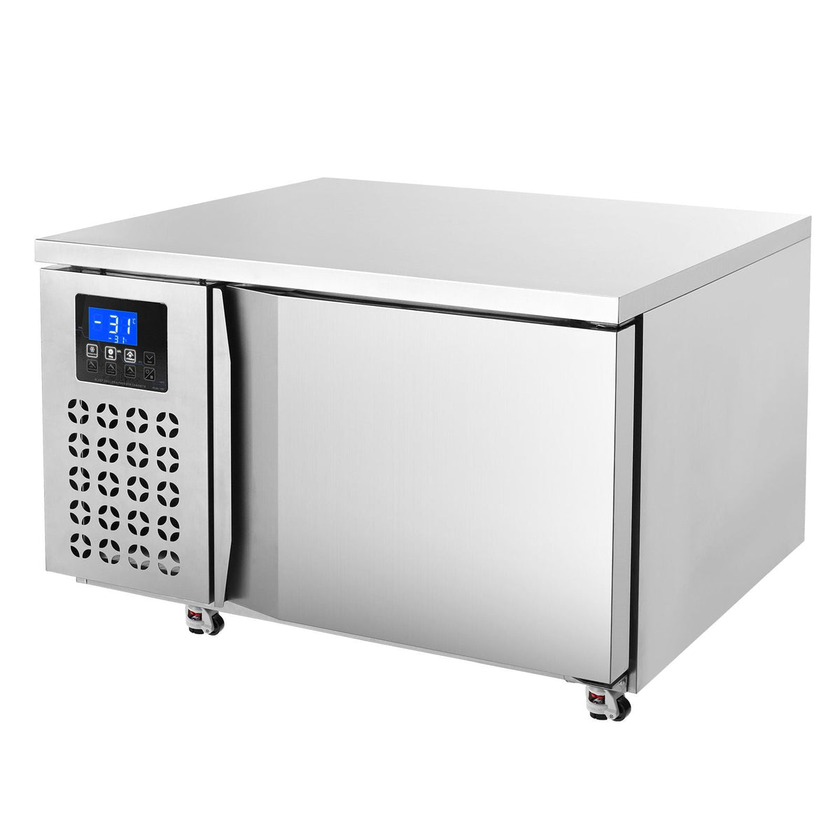 Commercial Blast Freezer, 80 L / 2.8 Cu.ft Blast Chiller with 3 Trays, Blast Chiller Freezer Chest with 4 Freezing Modes, Stainless Steel Food Blast Freezer with Casters for Restaurant, Seafood