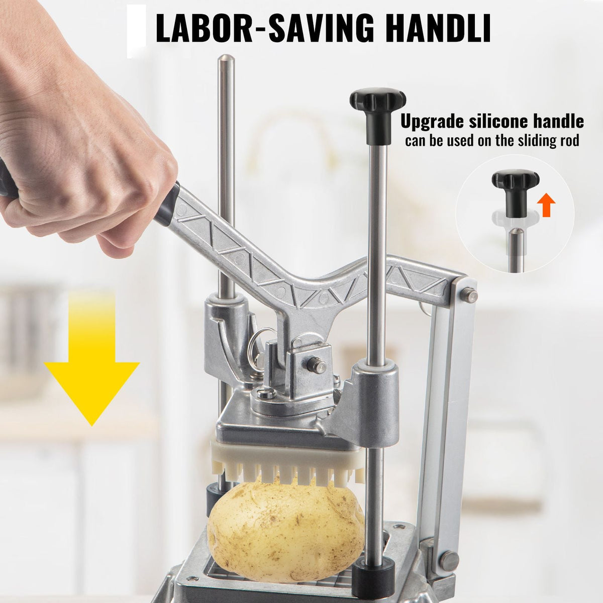 Commercial Chopper with 4 Replacement Blades Commercial Vegetable Chopper Stainless Steel French Fry Cutter Potato Dicer & Slicer Commercial Vegetable Fruit Chopper for Restaurants & Home Kitche