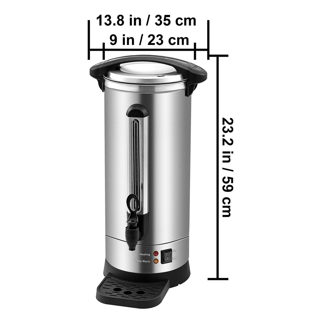 Commercial Coffee Urn, 110 Cups Stainless Steel Large Coffee Dispenser, 1500W 110V Electric Coffee Maker Urn For Quick Brewing, Hot Water Urn with Detachable Power Cord for Easy Cleaning, Silver