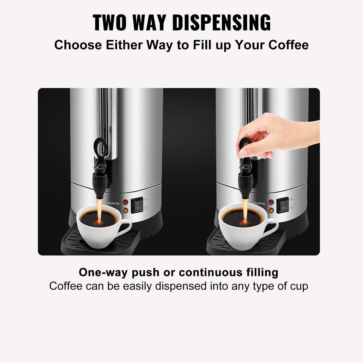 Commercial Coffee Urn, 110 Cups Stainless Steel Large Coffee Dispenser, 1500W 110V Electric Coffee Maker Urn For Quick Brewing, Hot Water Urn with Detachable Power Cord for Easy Cleaning, Silver