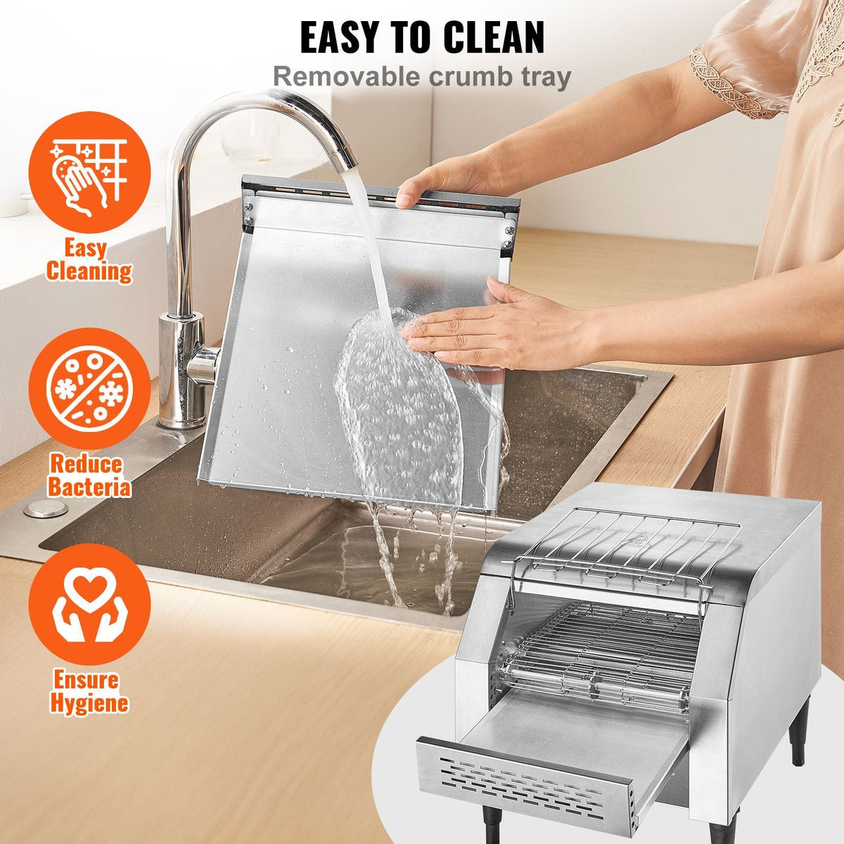 Commercial Conveyor Toaster, 300 Slices/Hour Conveyor Belt Toaster, Heavy Duty Stainless Steel Commercial Toaster Oven, Electric Restaurant Commercial Toaster for Toast Bun, Bagel, Bread