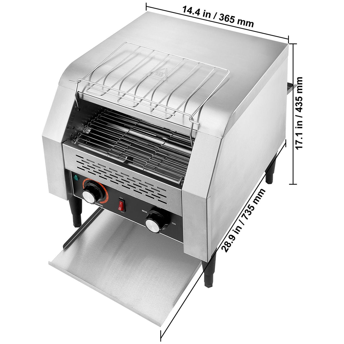 Commercial Conveyor Toaster, 300 Slices/Hour Conveyor Belt Toaster, Heavy Duty Stainless Steel Commercial Toaster Oven, Electric Restaurant Commercial Toaster for Toast Bun, Bagel, Bread