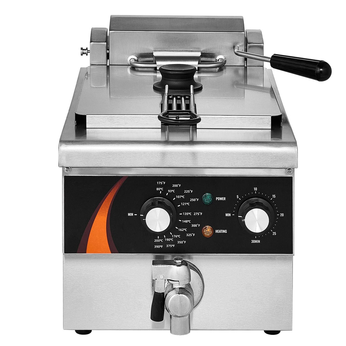 Commercial Deep Fryer, 1750W Electric Countertop Fryer with Basket, 9Qt /8.5 L Single Oil Fryer, 1mm Thickened Stainless Steel, Time & Temp Control, for Kitchen Restaurant Use, Silver