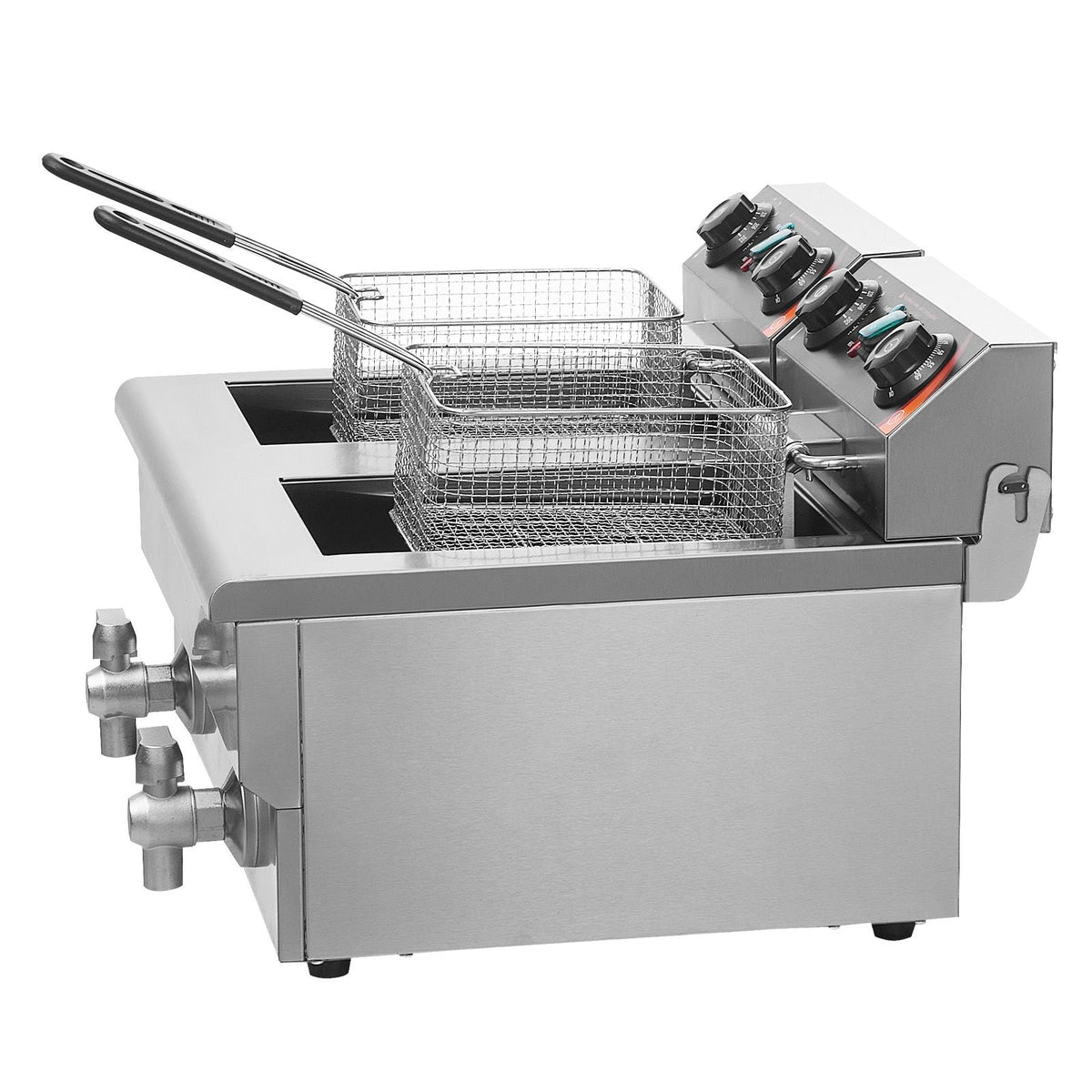 Commercial Deep Fryer, Dual Tank 3000W Electric Countertop Fryer with Basket, 2 x 11.6Qt/11L Double Stainless Steel Oil Fryer with Oil Filtration, Time & Temp Control, for Kitchen Restaurant Use