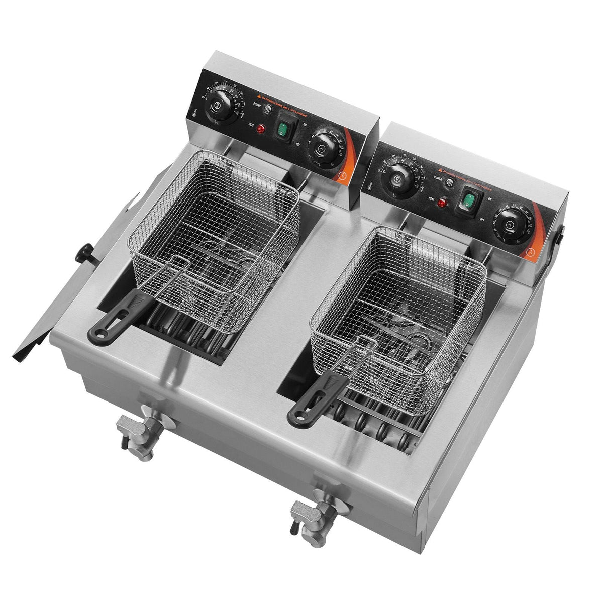Commercial Deep Fryer, Dual Tank 3000W Electric Countertop Fryer with Basket, 2 x 11.6Qt/11L Double Stainless Steel Oil Fryer with Oil Filtration, Time & Temp Control, for Kitchen Restaurant Use