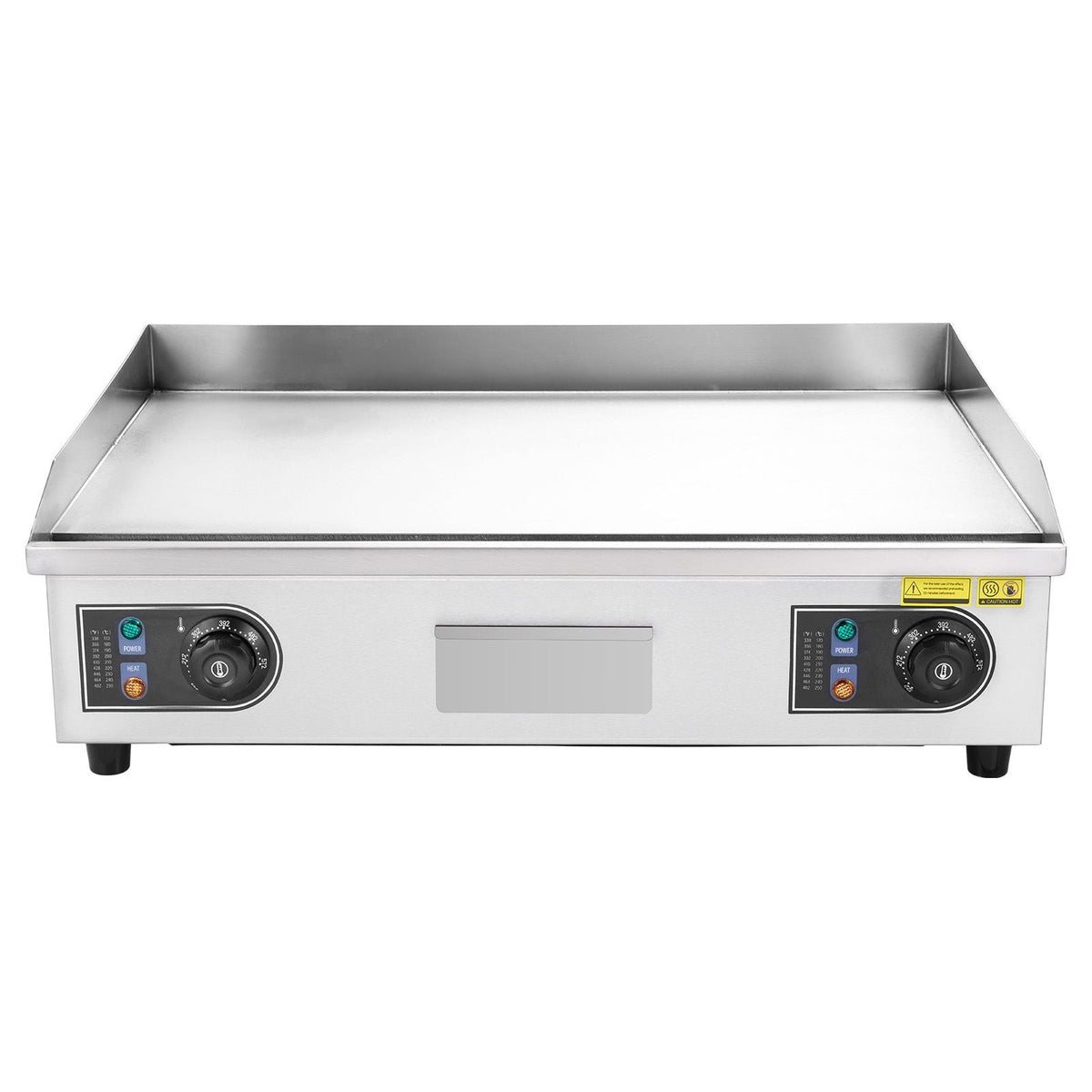 Commercial Electric Griddle, 25.79 x 15.75 inch, 2800W, 122-570 Fahrenheit Adjustable Temp Control, Stainless Steel Body, Full Flat, with 2 Spatulas, 2 Brushes, and 4 Foot Pads, for Steak