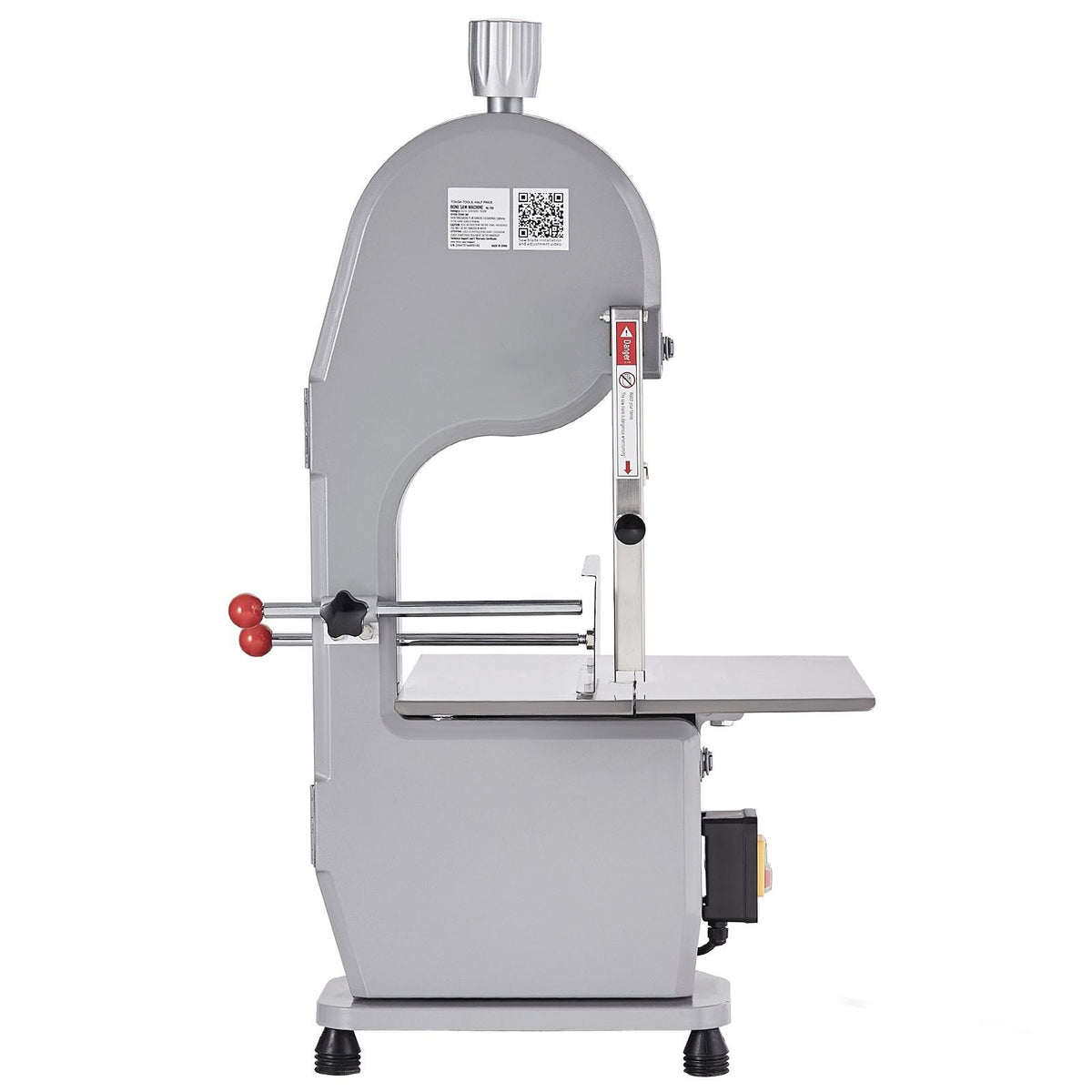 Commercial Electric Meat Bandsaw, 1100W Stainless Steel Countertop Bone Sawing Machine, Workbeach 19.3" x 15", 0.16-7.9 Inch Cutting Thickness, Frozen Meat Cutter with 6 Blades for Rib Pork Beef