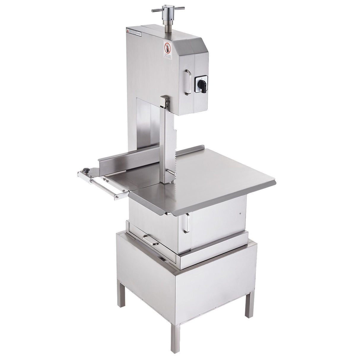 Commercial Electric Meat Bandsaw, 2200W Stainless Steel Vertical Bone Sawing Machine, Workbeach 24.4" x 20.5", 0.16-8.7 Inch Cutting Thickness, Frozen Meat Cutter with 6 Blades for Rib Pork Beef