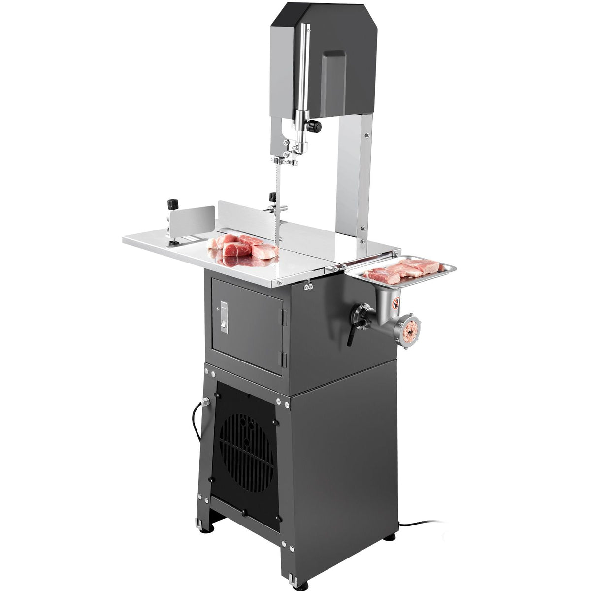 Commercial Electric Meat Bandsaw, 850W Stainless Steel Vertical Bone Sawing Machine, 19.1"x15" Workbench, 7.09 Inch Cutting Thickness, Frozen Meat Cutter with Blade for Rib Pork Beef