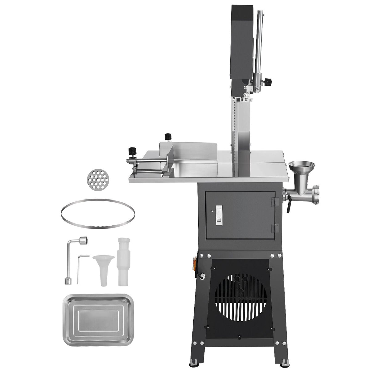 Commercial Electric Meat Bandsaw, 850W Stainless Steel Vertical Bone Sawing Machine, 19.1"x15" Workbench, 7.09 Inch Cutting Thickness, Frozen Meat Cutter with Blade for Rib Pork Beef