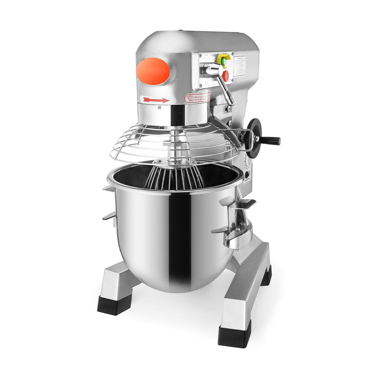 Commercial Food Mixer 20Qt 750W 3 Speeds Adjustable 105 180 and 408 RPM Food Processor Heavy Duty with Stainless Steel Bowl Dough Hooks Whisk Beater for Schools Bakeries Restaurants Pizzeria