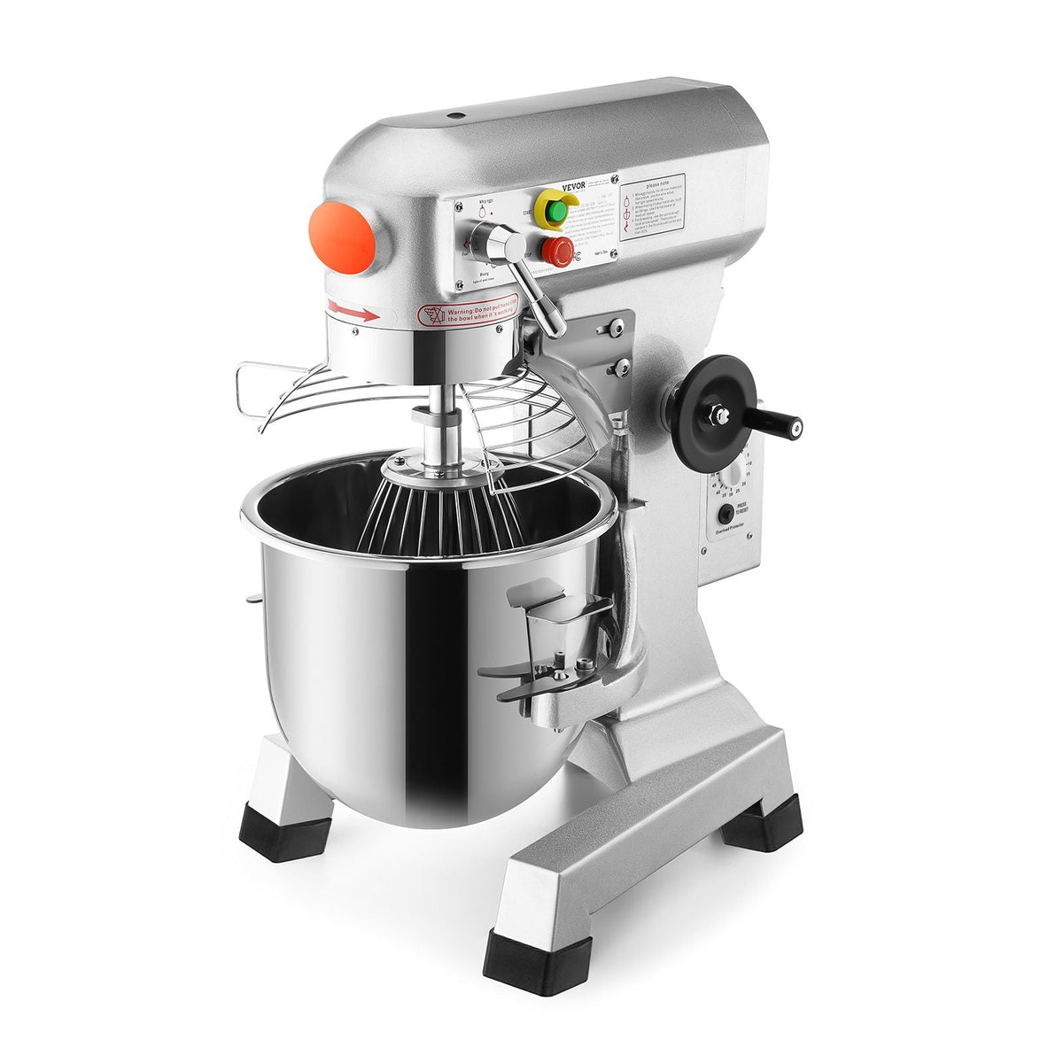 Commercial Food Mixer 20Qt 750W 3 Speeds Adjustable 105 180 and 408 RPM Food Processor Heavy Duty with Stainless Steel Bowl Dough Hooks Whisk Beater for Schools Bakeries Restaurants Pizzeria