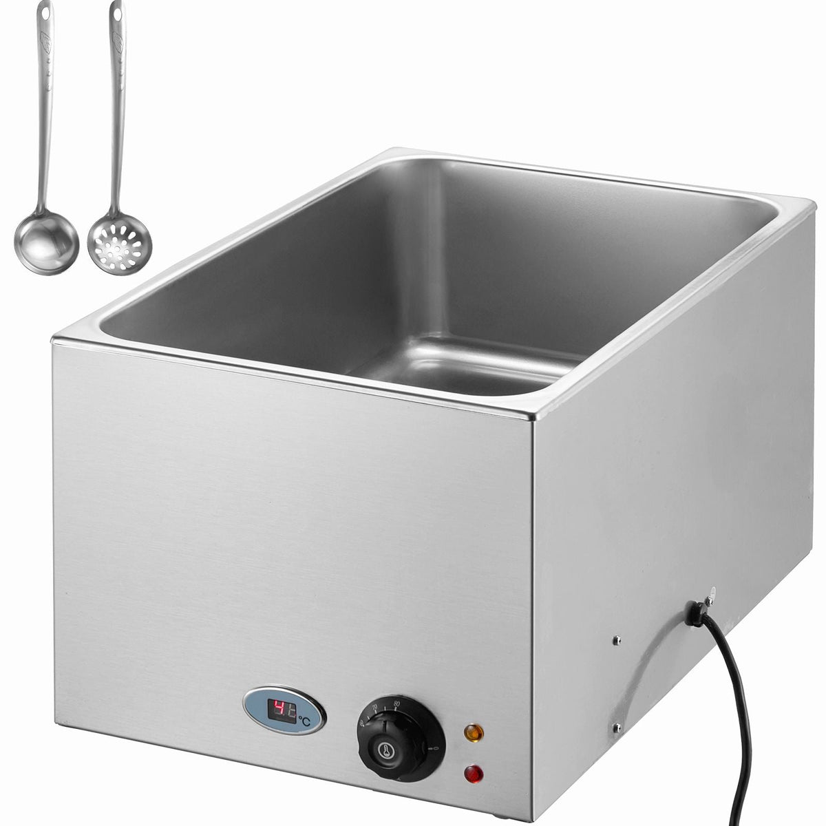 Commercial Food Warmer 19QT Bain Marie 1200W Electric Buffet Warmer Steam Table Food Warmer Countertop Stainless Steel Food Warmer Wet or Dry Use for Parties, Catering and Restaurant