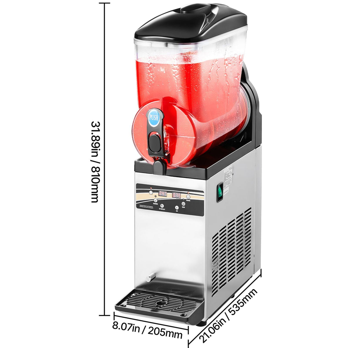 Commercial Frozen Drink Maker, 15L Single Tank Slushy Machine, 60 Cups Stainless Steel Margarita Smoothie Frozen Drink Machine, Slushie Maker for Home Party Restaurants Cafe Bars