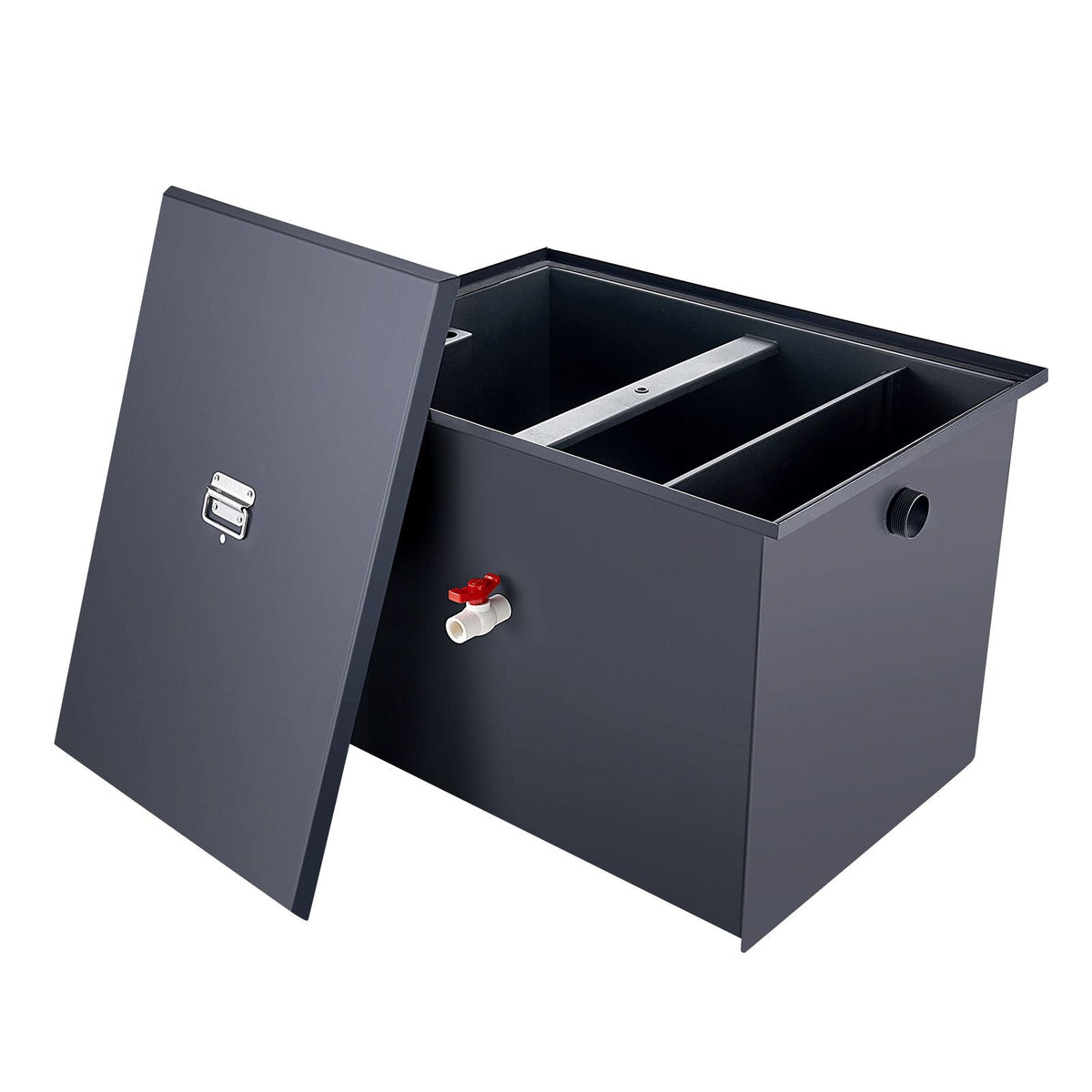 Commercial Grease Trap, 40 LBS Grease Interceptor, Side Inlet Interceptor, Under Sink Carbon Steel Grease Trap, 15.2 GPM Waste Water Oil-water Separator, for Restaurant Canteen Home Kitchen