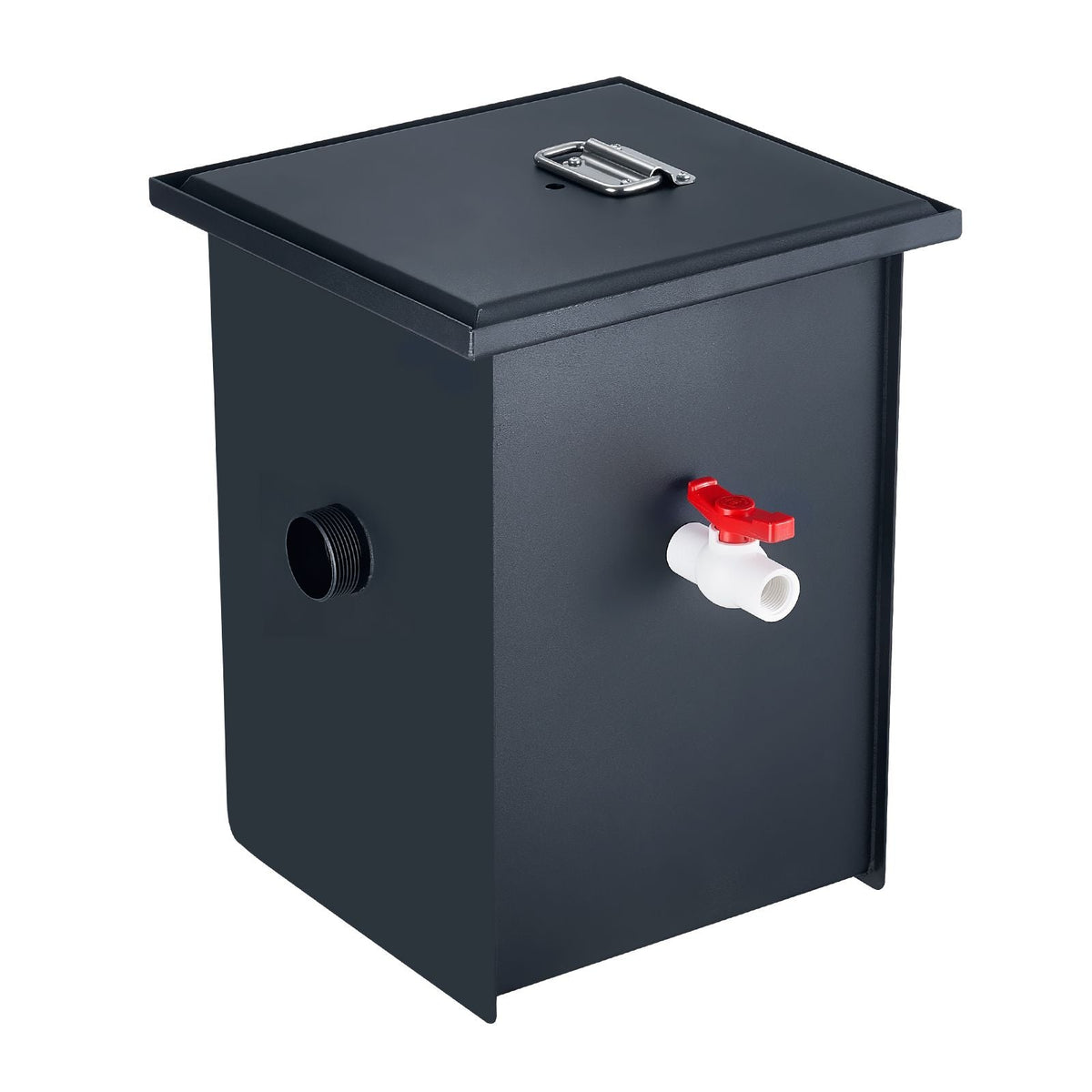 Commercial Grease Trap, 8 LBS Grease Interceptor, Side Inlet Interceptor, Under Sink Carbon Steel Grease Trap, 4.6 GPM Waste Water Oil-water Separator, for Restaurant Canteen Home Kitchen