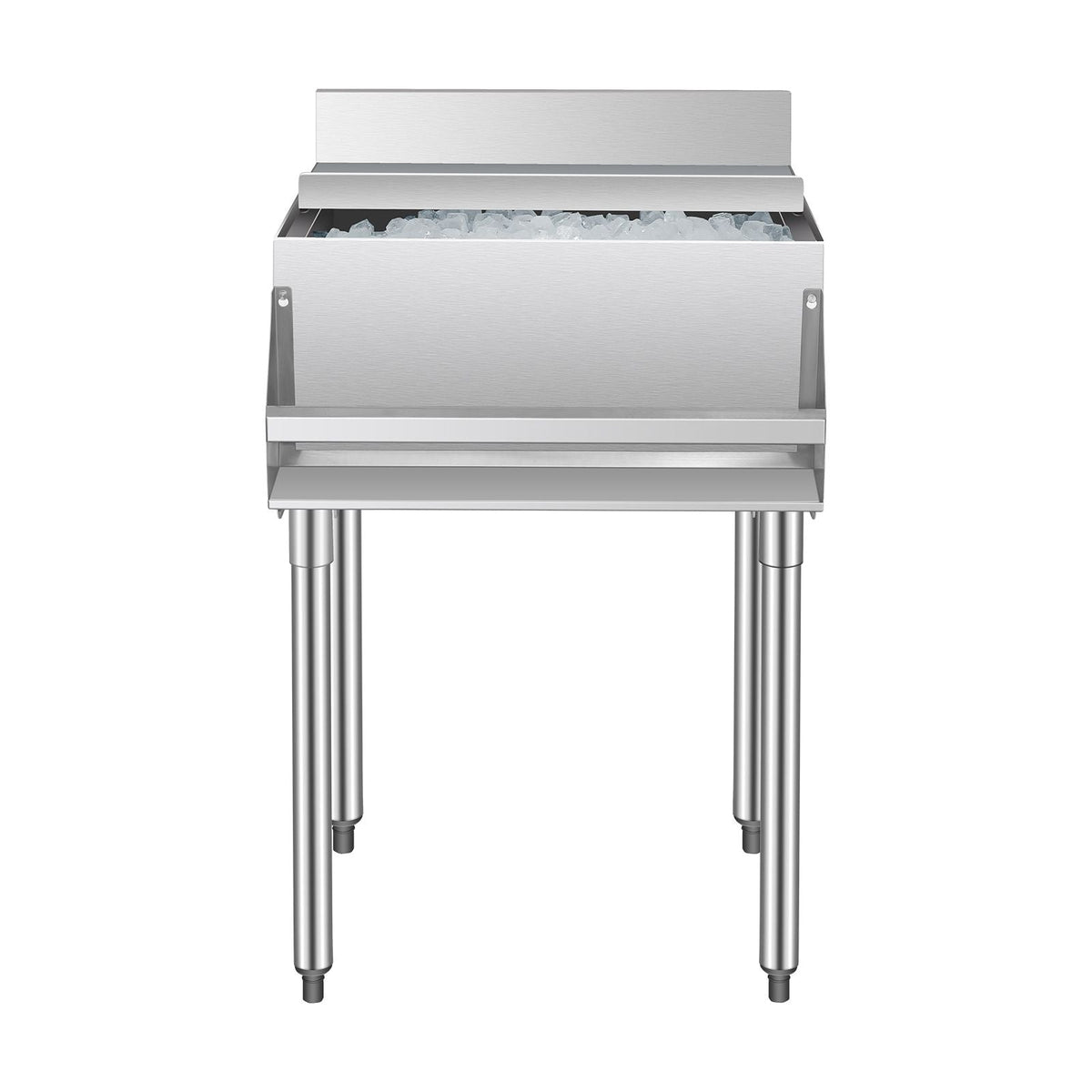 Commercial Ice Bin, 61.6 L Underbar Ice Bin, 24 x 24.2 x 37 in Stainless Steel Ice Chest with Sliding Lid, Bottle Holders, and Adjustable Bullet Feet, Cocktail Unit for Bar, Restaurant & Pub