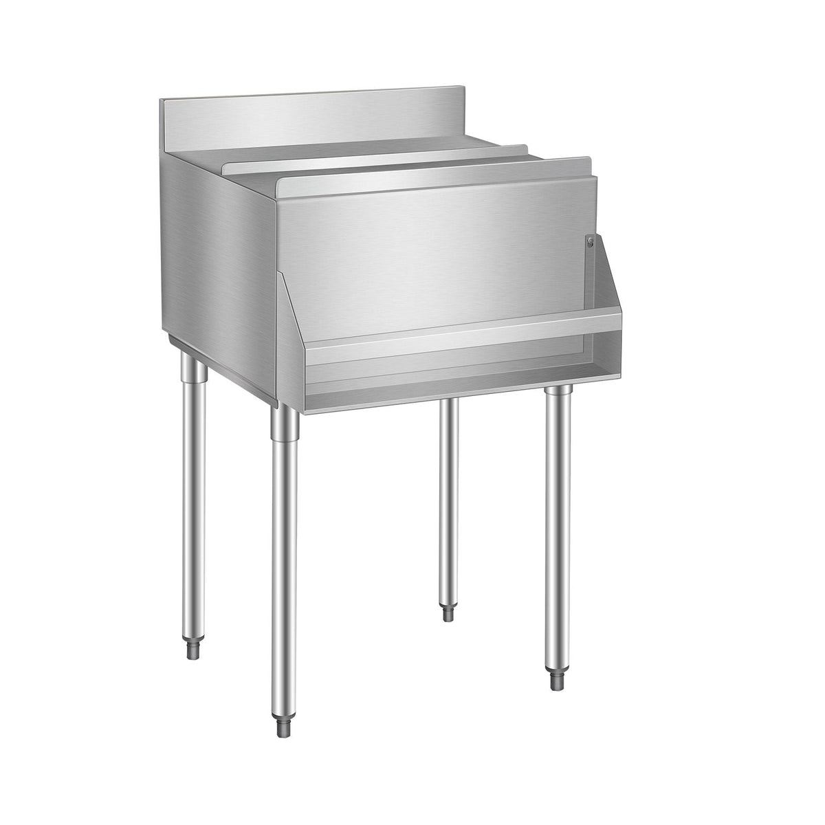 Commercial Ice Bin, 61.6 L Underbar Ice Bin, 24 x 24.2 x 37 in Stainless Steel Ice Chest with Sliding Lid, Bottle Holders, and Adjustable Bullet Feet, Cocktail Unit for Bar, Restaurant & Pub