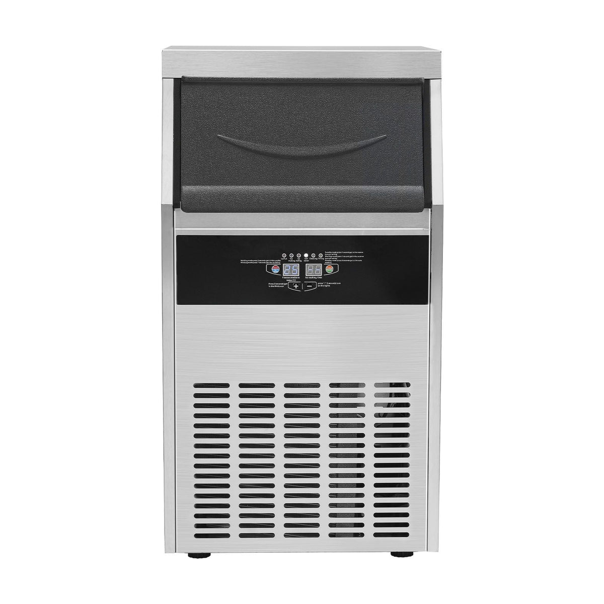 Commercial Ice Maker, 130lbs/24H, Ice Maker Machine, 60 Ice Cubes in 12-15 Minutes, Freestanding Cabinet Ice Maker with 33lbs Storage Capacity LED Digital Display, for Bar Home Office Restaurant