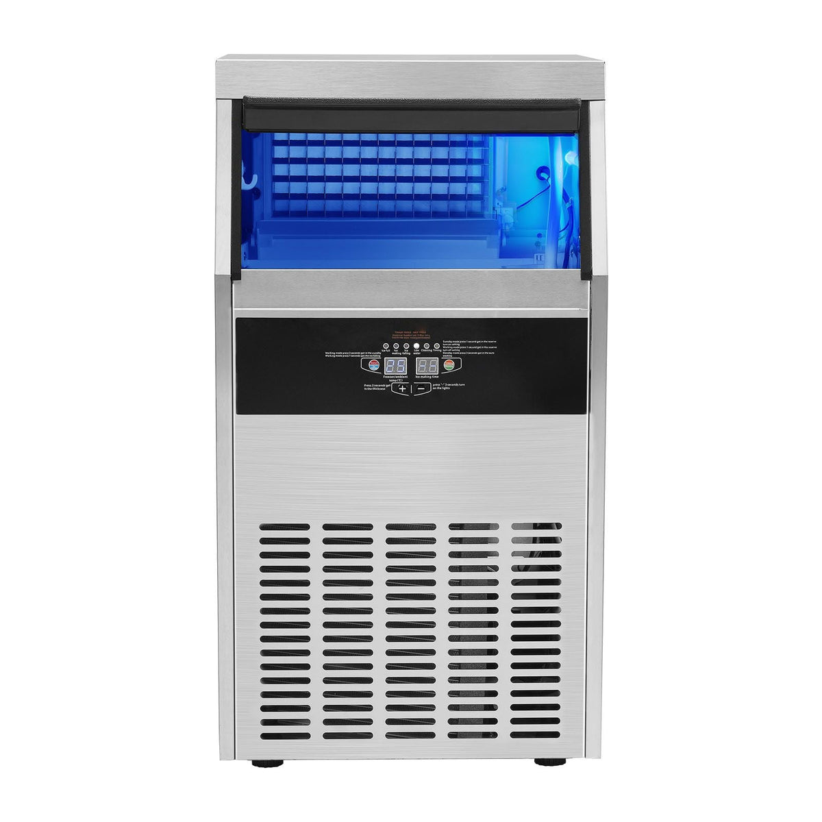 Commercial Ice Maker, 150lbs/24H, Ice Maker Machine, 70 Ice Cubes in 12-15 Minutes, Freestanding Cabinet Ice Maker with 33lbs Storage Capacity LED Digital Display, for Bar Home Office Restaurant
