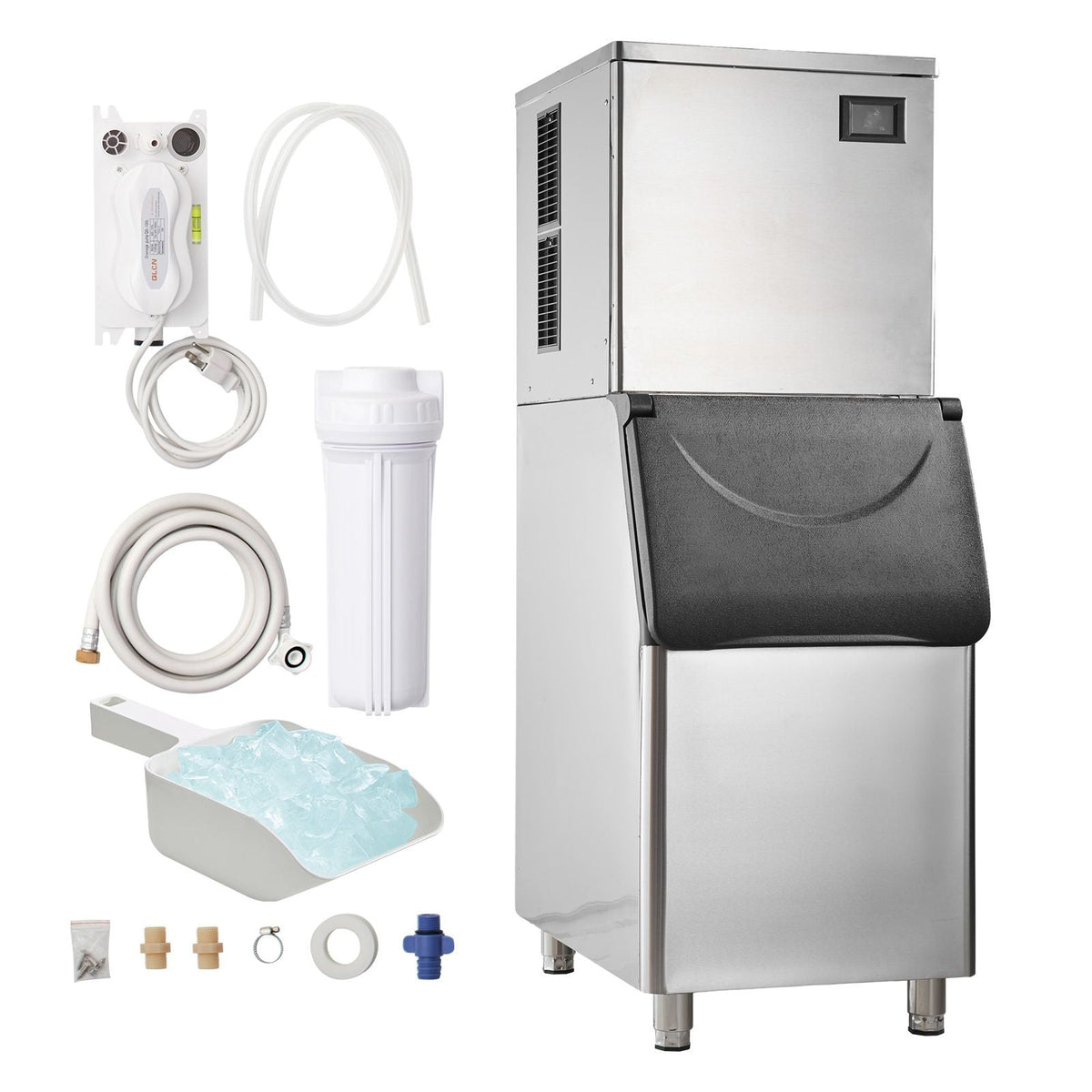 Commercial Ice Maker, 550LBS/24H Ice Making Machine with 330.7LBS Large Storage Bin, 1000W Auto Self-Cleaning Ice Maker Machine ith 3.5-inch LED Screen for Business Bar Cafe Restaurant