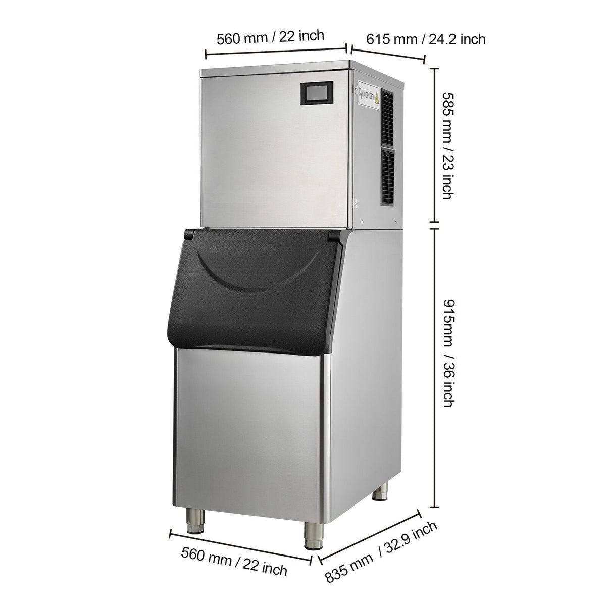 Commercial Ice Maker, 550LBS/24H Ice Making Machine with 330.7LBS Large Storage Bin, 1000W Auto Self-Cleaning Ice Maker Machine ith 3.5-inch LED Screen for Business Bar Cafe Restaurant