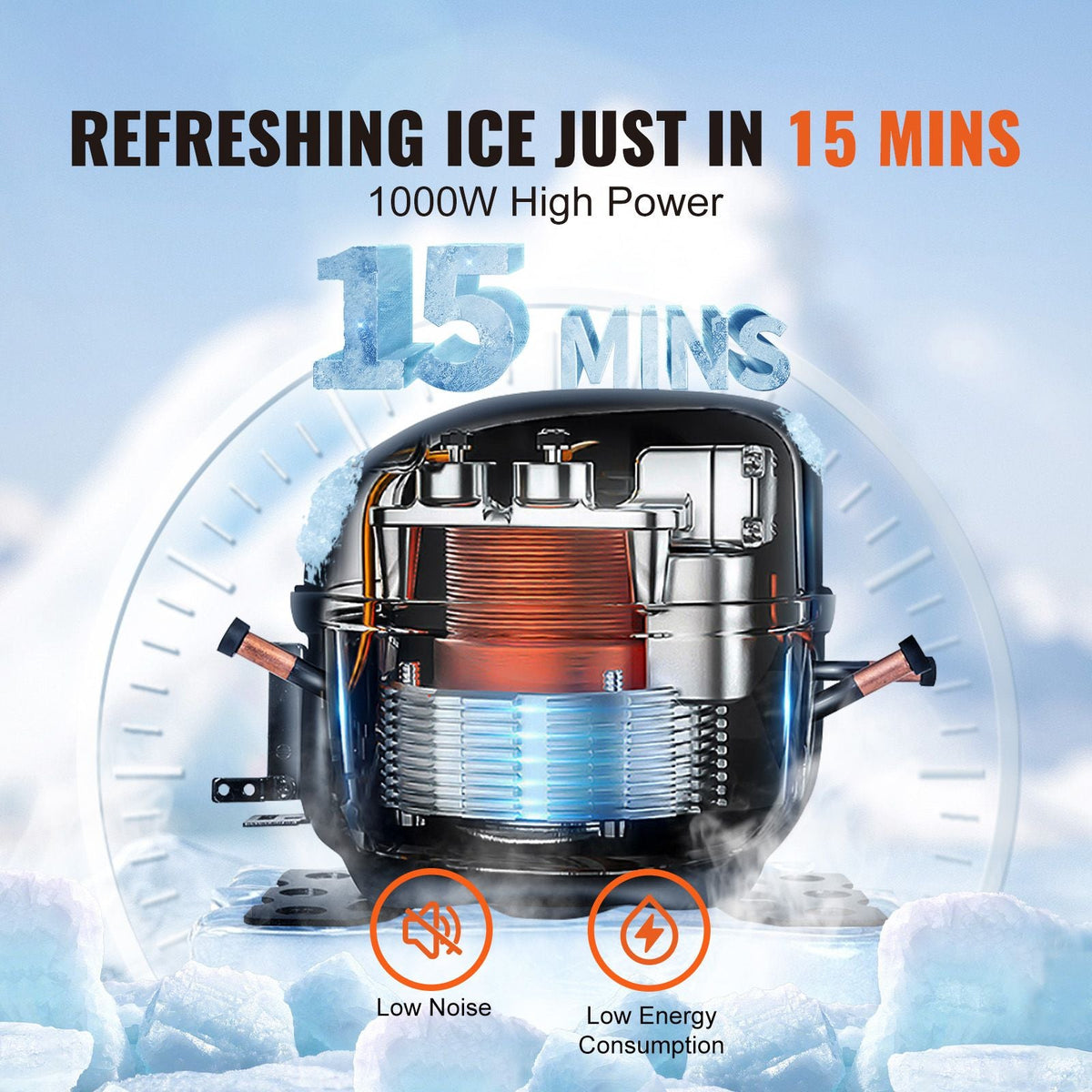 Commercial Ice Maker, 550LBS/24H Ice Making Machine with 330.7LBS Large Storage Bin, 1000W Auto Self-Cleaning Ice Maker Machine ith 3.5-inch LED Screen for Business Bar Cafe Restaurant