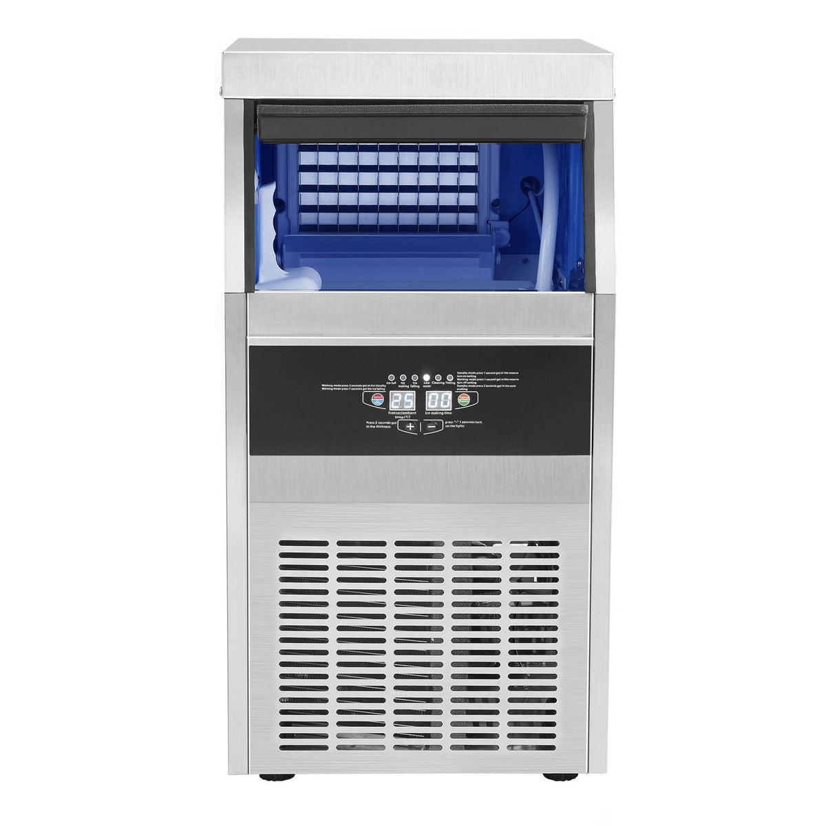 Commercial Ice Maker, 90lbs/24H, Ice Maker Machine, 45 Ice Cubes in 12-15 Minutes, Freestanding Cabinet Ice Maker with 24lbs Storage Capacity LED Digital Display, for Bar Home Office Restaurant