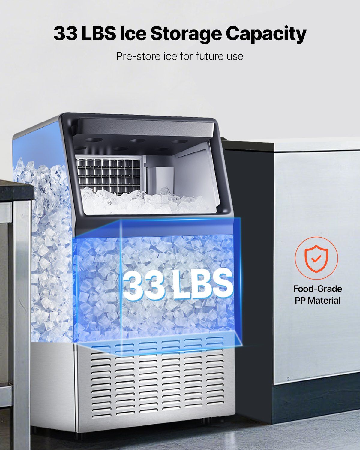 Commercial Ice Maker Freestanding Cabinet Machine 150lbs/24H 55 Ice Cubes