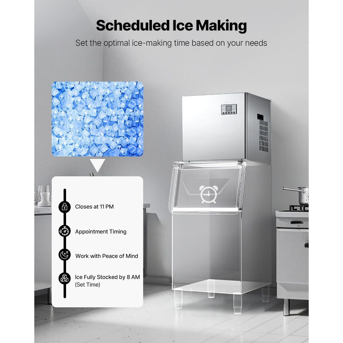 Commercial Ice Maker Machine - Head, 550 Lbs/Day Stainless Steel Ice Machine with Scheduled Ice-Making, Self-Cleaning, Adjustable Thickness, Ideal for Restaurant Bar Cafe Hotel - Head Only