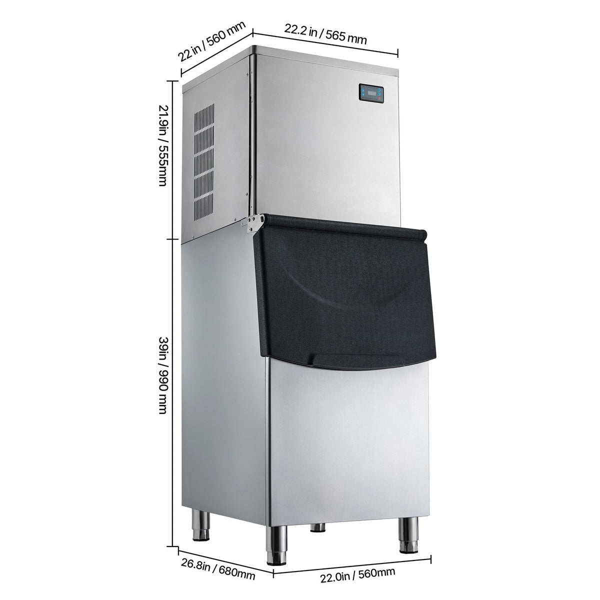 Commercial Ice Maker Machine, 450LBS/24H Ice-Making Machine with 250LBS Stainless Steel Storage Bin, Auto Self-Cleaning Ice Maker with Touchscreen for Bar Cafe Restaurant Business Commercial