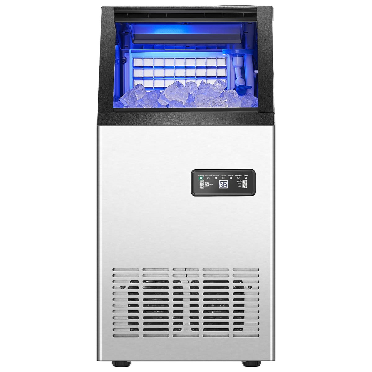 Commercial Ice Maker Machine, 80lbs/24H Ice Maker Machine with 28lbs Storage Capacity, 36 Ice Cubes in 15 Minutes, LED Digital Display Freestanding Self-Cleaning for Bar Office Restaurant
