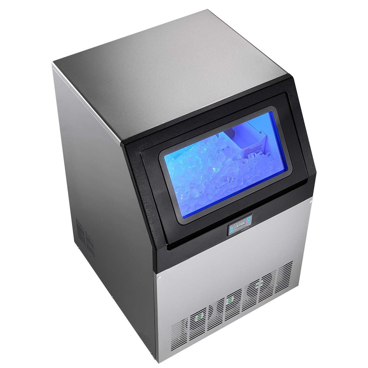 Commercial Ice Maker Machine with Pump, 440 lbs/24h with 85 lbs Storage Capacity, Built-in/Freestanding/Under Counter, Stainless Steel Ice Maker with LED Display & Self-Cleaning, for Home Bar
