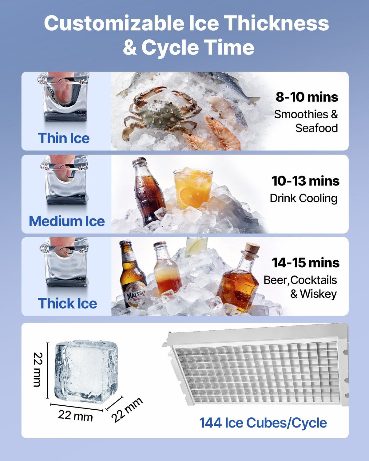 Commercial Ice Maker Machine with Pump, 440 lbs/24h with 85 lbs Storage Capacity, Built-in/Freestanding/Under Counter, Stainless Steel Ice Maker with LED Display & Self-Cleaning, for Home Bar
