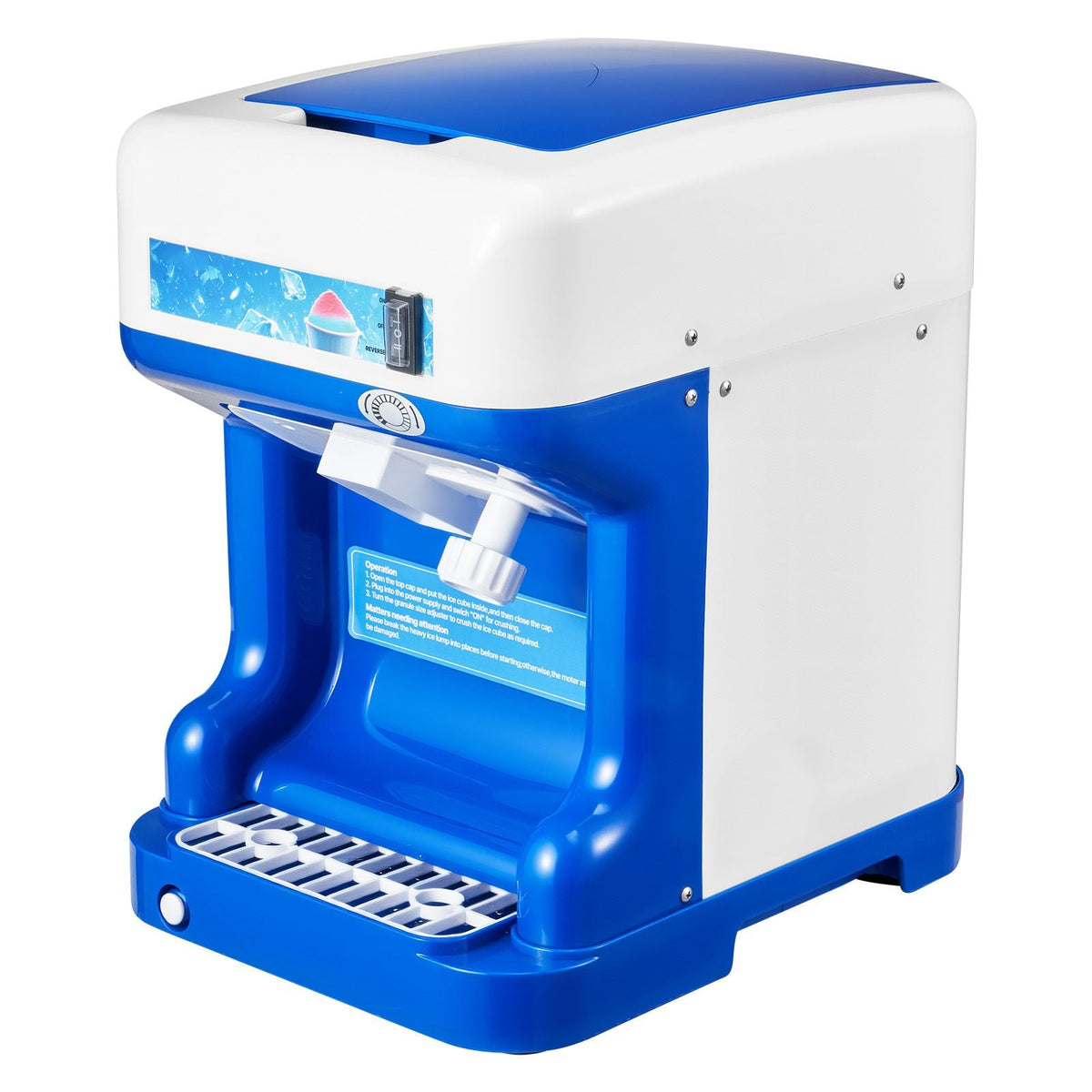 Commercial Ice Shaver Crusher, 286lbs Per Hour Electric Snow Cone Maker with 2L Ice Cube Box, 250W 1500RPM Tabletop Shaved Ice Machine for Parties Home and Commercial Use (Blue)